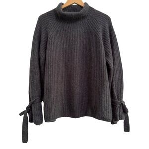Naadam Umbriel Mohair Tie Wrist Turtleneck Sweater Charcoal Small